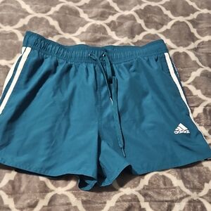 Adidas Blue Shorts with White Stripes